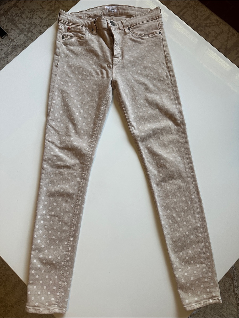 Hudson Women's Skinny Polka Dot Jeans in Light Beige